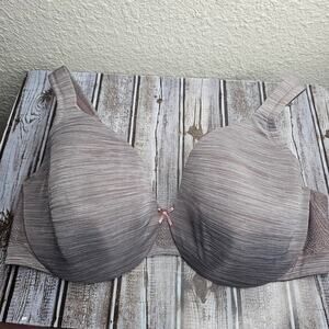 Cacique lightly lined full coverage bra with lace trim taupe Plus Size 40DD